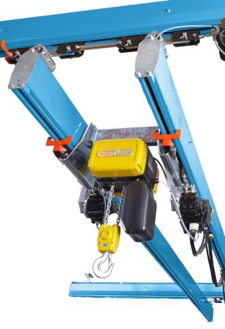 Licht kraansysteem, Hangkraan GISKB staal met enkele brug, hangkraan, hangbaansysteem, GIS, teleflex