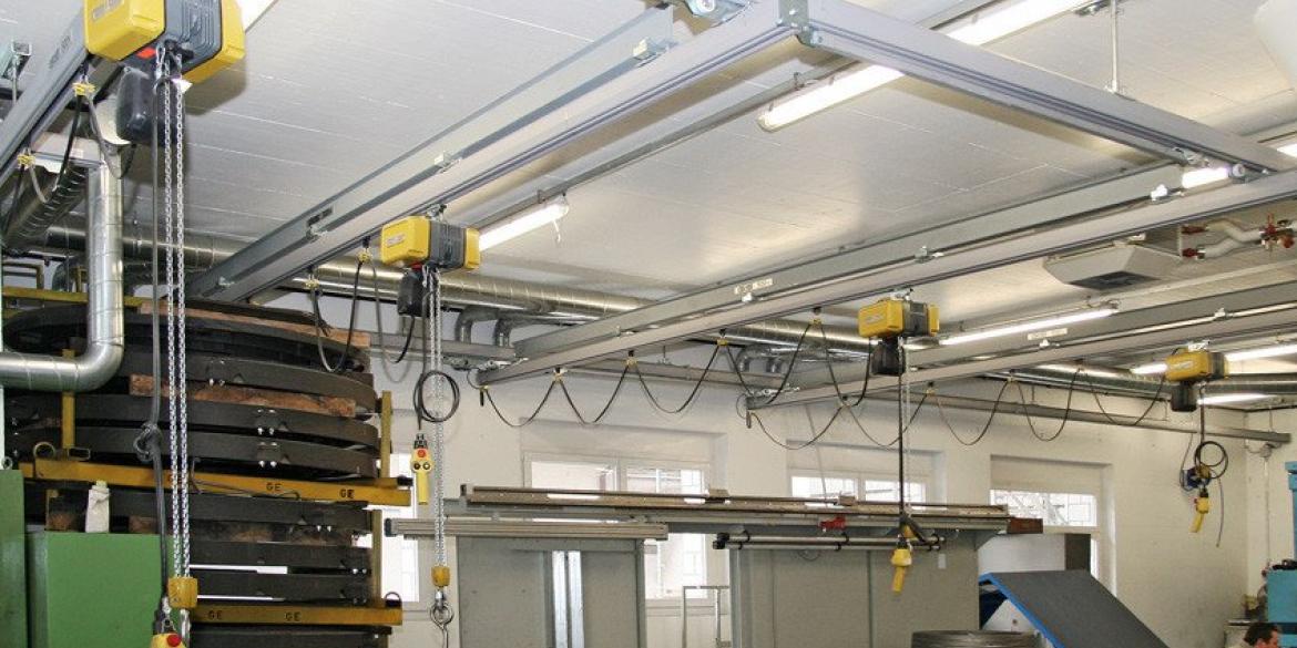 Licht kraansysteem, Hangkraan GISKB staal met enkele brug, hangkraan, hangbaansysteem, GIS, teleflex